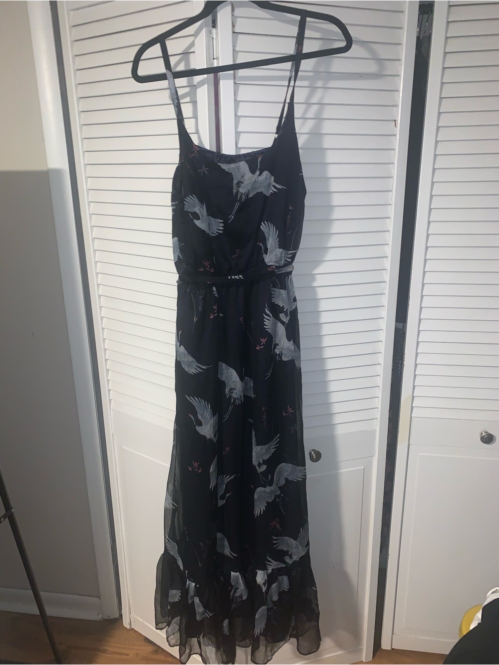 ModCloth Liza Luxe Plus Size Bird Print Chiffon Sleeveless Maxi Dress